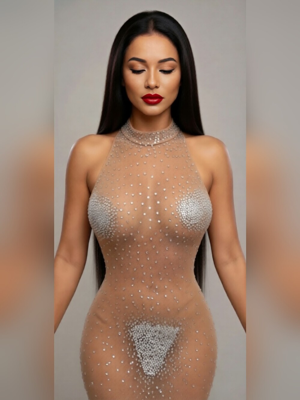 💋SHEER MESH CRYSTAL BACKLESS MINI!
